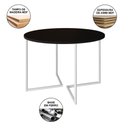 Ver imagem 5 de Mesa Jantar Industrial Preta 110cm Redonda Base V Ferro Branco com 4 Poltronas Pretas Madeira Marrom