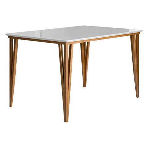 Mesa de Jantar com Vidro 4 Lugares Multimóveis Cr50250 Imbuia/off White