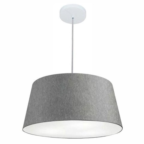 Lustre Pendente Cone Md-4050 Cúpula em Tecido 21/50x40cm Rustico Cinza - Bivolt
