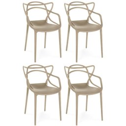 Kit 4 Cadeiras de Jantar Allegra Prática Empilhável - Nude - 1