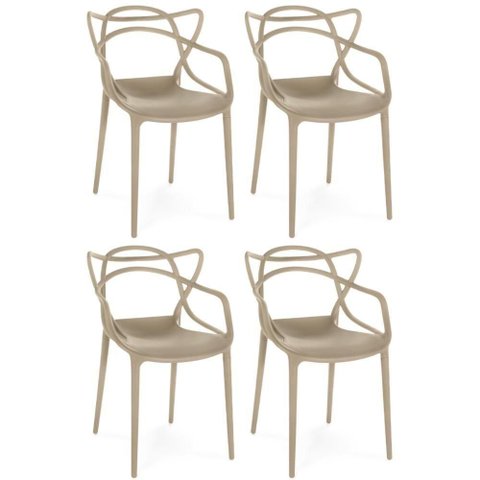 Kit 4 Cadeiras de Jantar Allegra Prática Empilhável - Nude