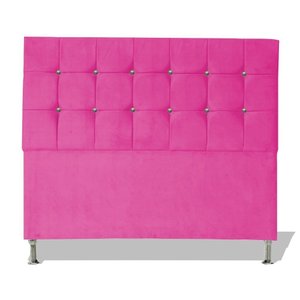 Cabeceira Rosa Quadriculada Cama Casal e Box:rosa/193