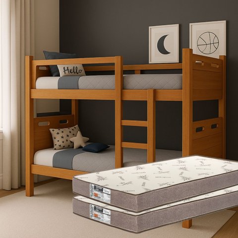 Beliche Adulto ou Infantil com 02 Colchões D33 Grade Robusta Reforçada com Proteção Completa