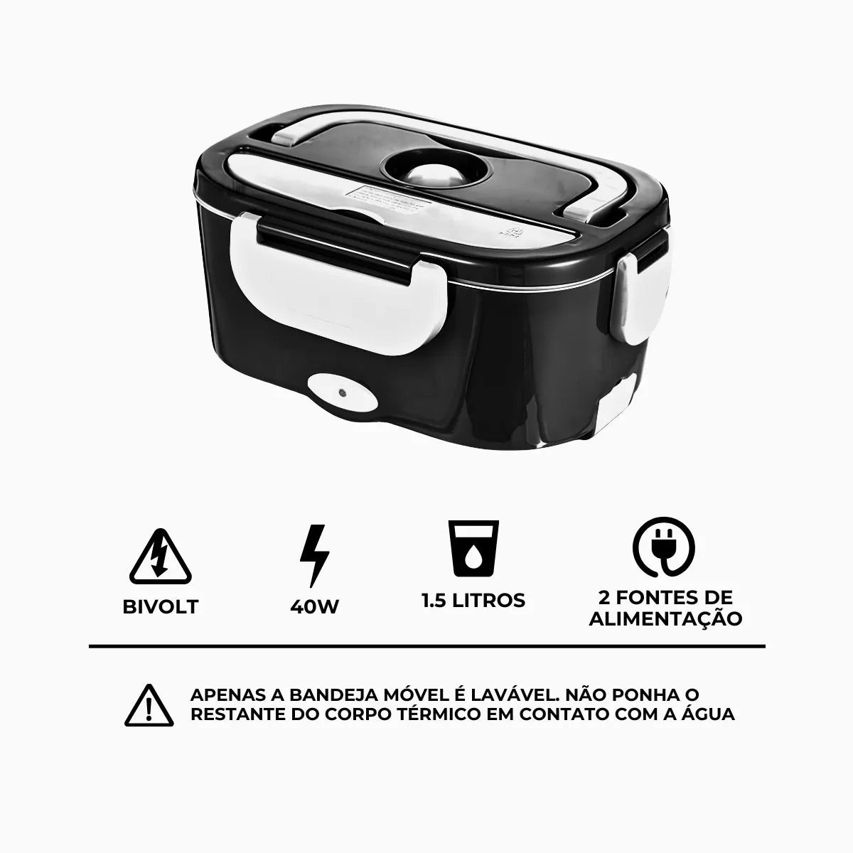 Marmita Elétrica Portátil Bivolt para Casa Carro e Caminhão Cor:preto - 9