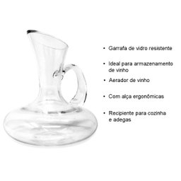 Decanter Vidro P/ Vinho Jarra com Alça para Bebidas 1l 19cm - 5