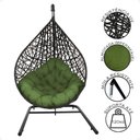 Ver mais imagens de Balanço Suspenso Ninho Gota com Mosquetão, Mola e Suporte para Ambiente Externo - Preto A5