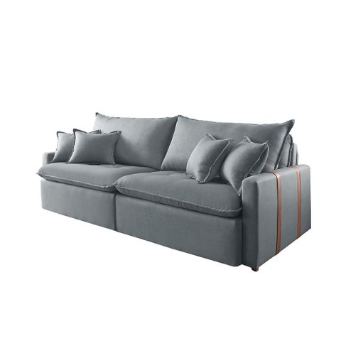 Estofado Sofá Cama Star 05 2,40m Molas Ensacadas Assento Alta Densidade Design Clean - Chumbo