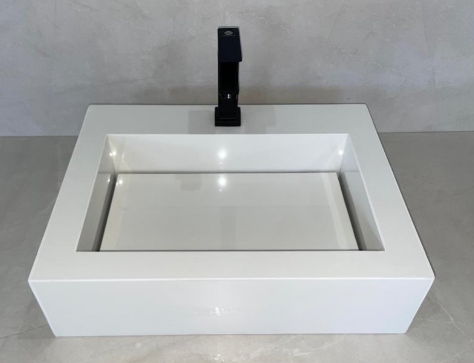 Cuba de Sobrepor Porcelanato Branco. - 1