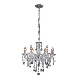 Lustre Pendente Blumenau Cristal Elizabeth 6 Braços Transparente E14 Bivolt - 2