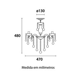 Lustre Pendente Blumenau Cristal Elizabeth 6 Braços Transparente E14 Bivolt - 5