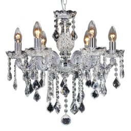 Lustre Pendente Blumenau Cristal Elizabeth 6 Braços Transparente E14 Bivolt - 3