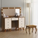 Ver imagem 2 de Penteadeira Camarim Mila Malbec/off White com Banqueta - Móveis Luapa