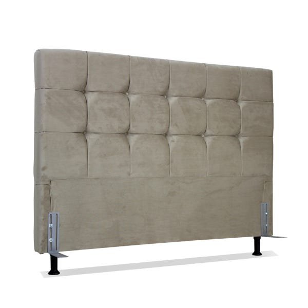 Cabeceira de Cama Box Viúva 128 cm Atlanta Larhome Suede Veludo Marrom claro. - 2