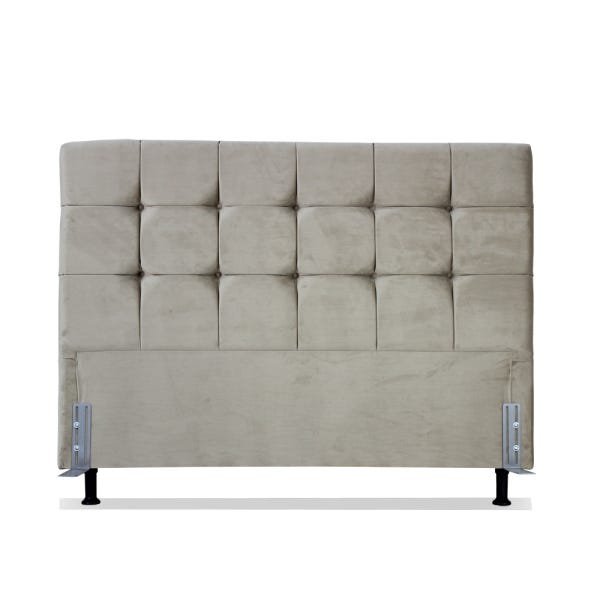 Cabeceira de Cama Box Viúva 128 cm Atlanta Larhome Suede Veludo Marrom claro.