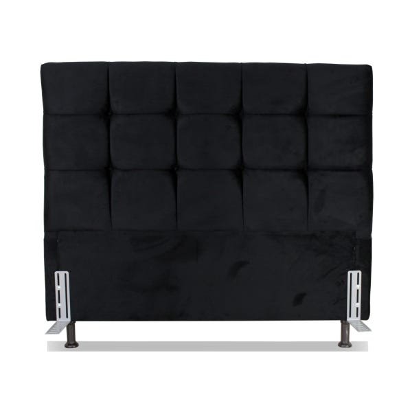 Cabeceira de Cama Box Viúva 128cm Atlanta Larhome Suede Veludo Preto - 2