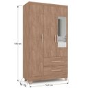 Ver imagem 4 de Guarda-roupa Solteiro Florença 3 Portas 2 Gavetas com Espelho Rústico - Pnr Móveis