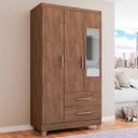 Ver imagem 1 de Guarda-roupa Solteiro Florença 3 Portas 2 Gavetas com Espelho Rústico - Pnr Móveis