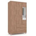 Ver imagem 3 de Guarda-roupa Solteiro Florença 3 Portas 2 Gavetas com Espelho Rústico - Pnr Móveis