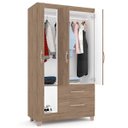 Ver imagem 5 de Guarda-roupa Solteiro Florença 3 Portas 2 Gavetas com Espelho Rústico - Pnr Móveis