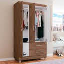 Ver imagem 2 de Guarda-roupa Solteiro Florença 3 Portas 2 Gavetas com Espelho Rústico - Pnr Móveis