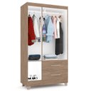 Ver imagem 6 de Guarda-roupa Solteiro Florença 3 Portas 2 Gavetas com Espelho Rústico - Pnr Móveis