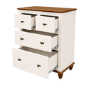 Ver imagem 7 de Conjunto 1 Mesa de Cabeceira Retrô + 1 Cômoda 5 Gavetas Off White/Nogueira