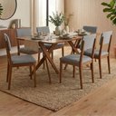 Ver imagem 2 de Mesa de Jantar Cacau com 6 Cadeiras Estofadas Sabia Linho Cinza Ornar