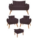 Ver imagem 1 de Kit 02 Poltronas + Namoradeira + Puff Opala Balaqui Decor Cinza