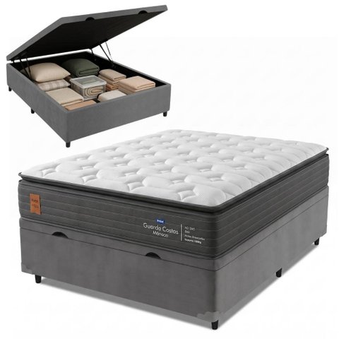 Cama Box Baú Casal Molas Ensacadas Pillow Super Monaco 138x188x75cm Probel - até 180kg por Pessoa