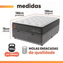 Ver imagem 3 de Cama Box Baú Casal Molas Ensacadas Pillow Super Monaco 138x188x75cm Probel - até 180kg por Pessoa
