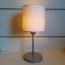 Ver imagem 1 de Abajur Cabeceira para Quarto Cilíndrico Vivare Md-2010 Cúpula em Tecido - Bivolt - Cinza / Branco