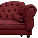 Ver imagem 2 de Divã Recamier Namoradeira Larissa 185cm com Capitonê - Esquerda + 02 Puffs Retrô Suede:vinho