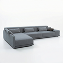 Ver imagem 2 de Sofá de Canto 5 Lugares com Chaise Lado Esquerdo em Sarja 336x196cm Cinza Médio