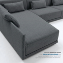 Ver imagem 6 de Sofá de Canto 5 Lugares com Chaise Lado Esquerdo em Sarja 336x196cm Cinza Médio