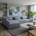 Ver imagem 7 de Sofá de Canto 5 Lugares com Chaise Lado Esquerdo em Sarja 336x196cm Cinza Médio