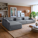 Ver imagem 1 de Sofá de Canto 5 Lugares com Chaise Lado Esquerdo em Sarja 336x196cm Cinza Médio