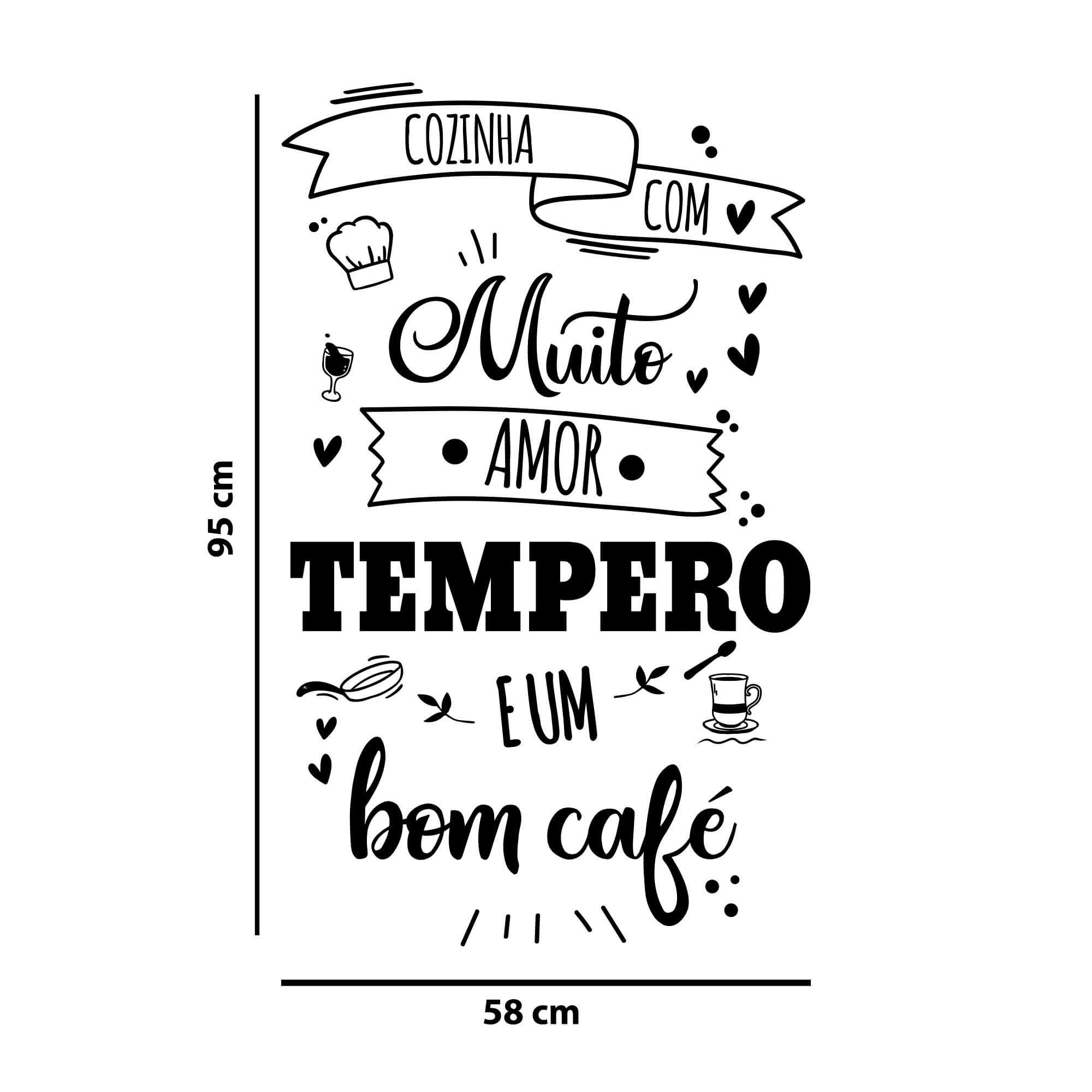 Adesivo Frase Cozinha Com Muito Amor Tempero e Um Bom Café - 2