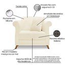 Ver imagem 4 de Kit Poltrona E Sofá 2 Lugares 1,60M Bege Pés Castanho
