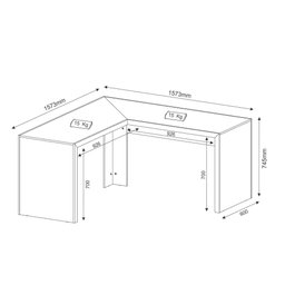 Mesa para Escritório em L 1,57x1,57m Me4116 Tecno Mobili - Preto - 4