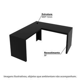 Mesa para Escritório em L 1,57x1,57m Me4116 Tecno Mobili - Preto - 2