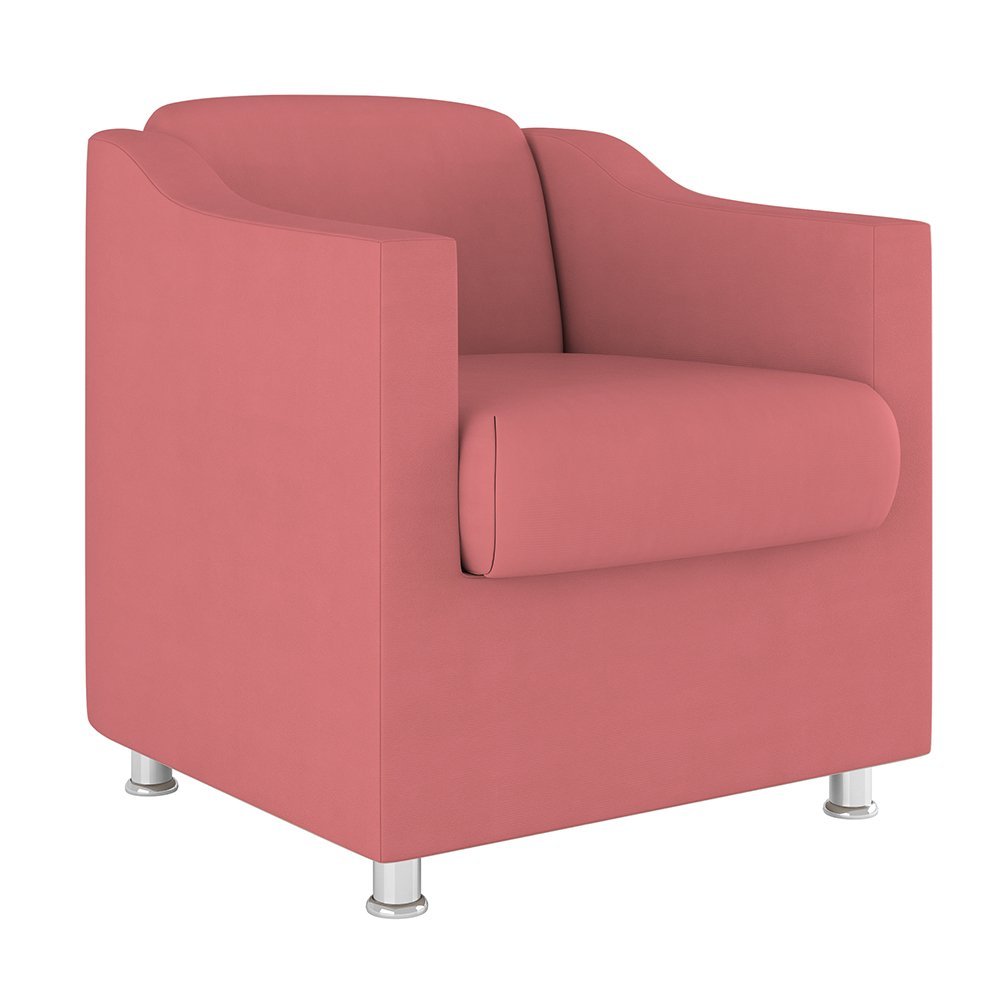 Cadeira Poltrona Decorativa Reforçada Sala de Espera – Balaqui Decor Cor:Rosa - 1