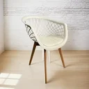 Ver imagem 1 de Cadeira de Jantar Web com Assento Estofado Madeira Maciça Premium Branca