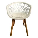 Ver imagem 5 de Cadeira de Jantar Web com Assento Estofado Madeira Maciça Premium Branca