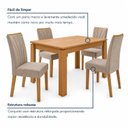 Ver imagem 4 de Conjunto Sala de Jantar 4 Lugares Retangular Tampo MDF 120cm Mesa Athenas e Cadeiras Apogeu Bege Amêndoa Clean/Veludo Naturale Creme
