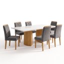 Ver imagem 2 de Conjunto de Mesa de Jantar 6 Lugares 160x80cm com Vidro e Cadeiras Cinamomo e Off White