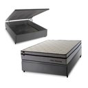 Ver imagem 1 de Conjunto Box Baú Casal Preston Cinza 138x188x78 c/ Molas Ensacadas