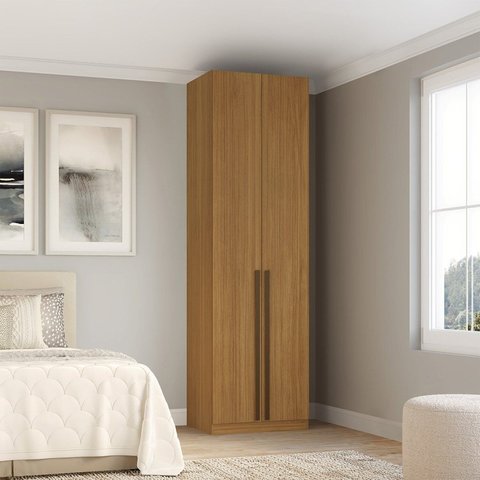 Guarda-roupa Modulado 2 Portas com Prateleiras e Cabideiro sem Gavetas 70cm 100% MDF Trend Altezza