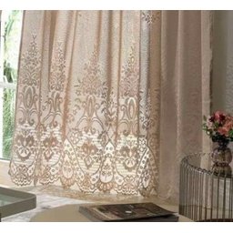 Cortina Sala Quarto 3,50x2,20 com Bando Renda Marrom - 3