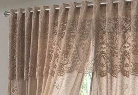 Cortina Sala Quarto 3,50x2,20 com Bando Renda Marrom - 4