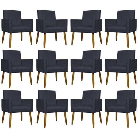 Kit 12 Poltronas Modernas Mari Suede Cores Pé Palito 30 Cm Castanho